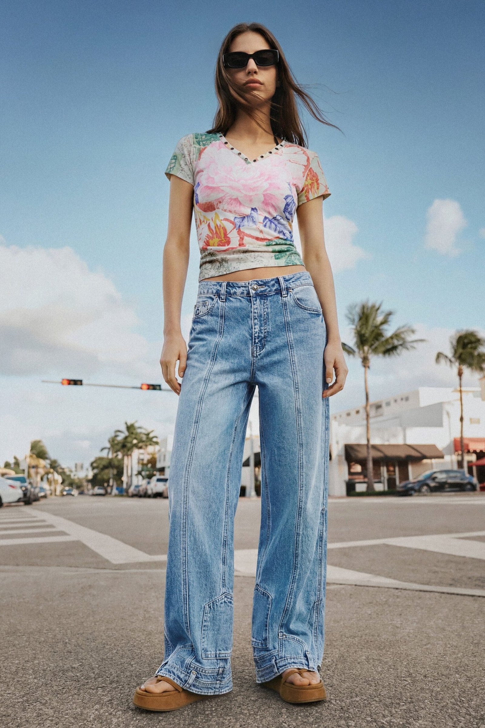 Rechte jeans met omgekeerd effect - BLUE - 42 1 Rechte jeans met omgekeerd effect - BLUE - 42