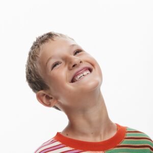 Tweedelig gestreept t-shirt - MATERIAL FINISHES - 7/8