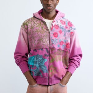 Sweatshirt met rits en bloemen - RED - S
