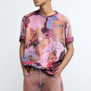 Floraal bedrukte T-shirt - RED - L