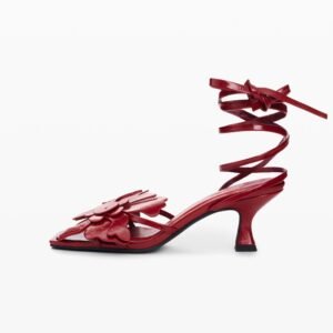 sandalen met bloemenapplicaties - RED - 37