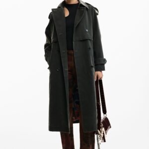 Trenchcoat van suèdelook - BLACK - XS