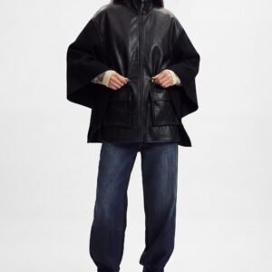 Poncho in leerlook - BLACK - U