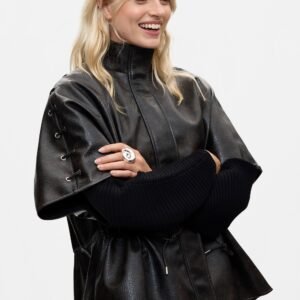 Poncho in leerlook - BROWN - U