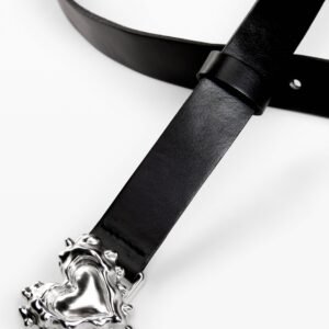 Leren riem met hart - BLACK - 85