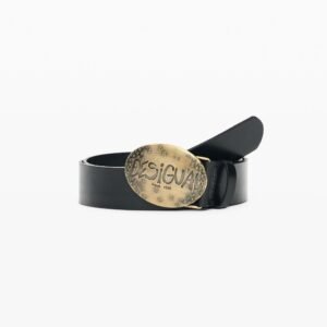 Leren riem met logo-gesp - BLACK - 85