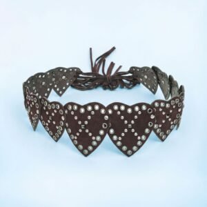Riem met studs in de vorm van hartjes - BROWN - U