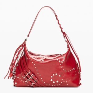 Middelgrote tas met leerlook - RED - U