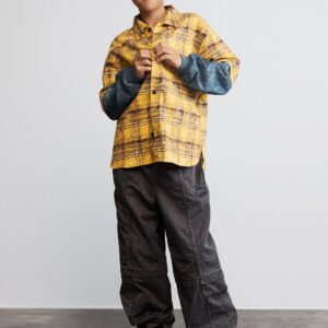 Geruit overhemd met contrasterende mouwen - YELLOW - 11/12