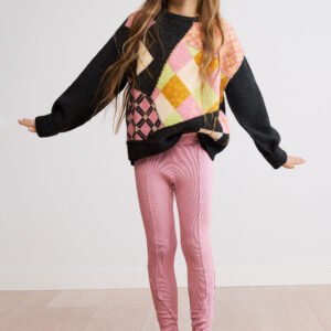 Effen gebreide leggings - RED - 11/12