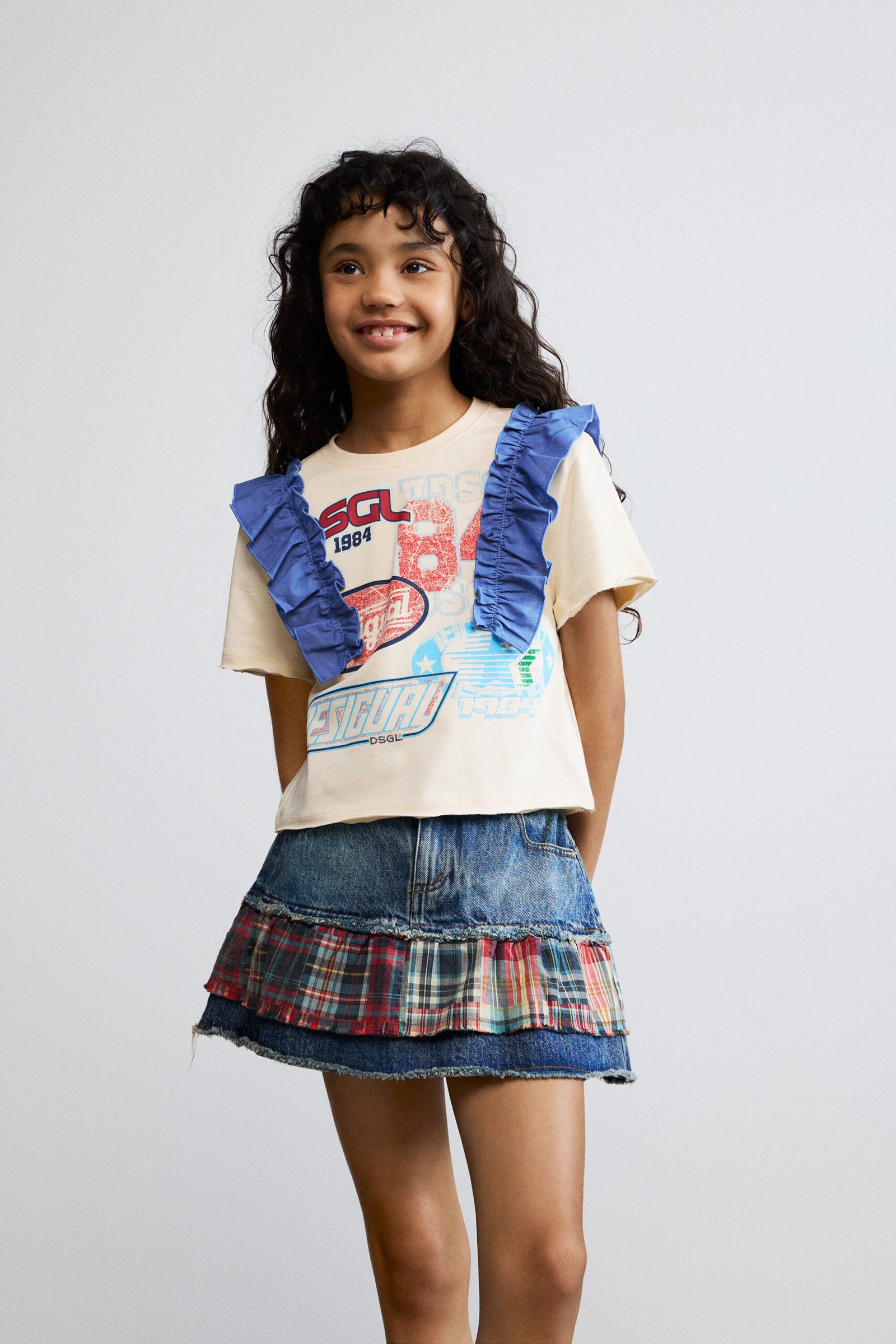 Bedrukte T-shirt met ruches - WHITE - 5/6 1 Bedrukte T-shirt met ruches - WHITE - 5/6
