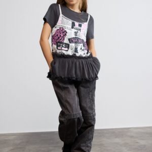 Disney™ Cruella T-shirt met ruches - BLACK - 11/12