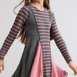 Gestreepte A-lijn jurk - BLACK - 7/8