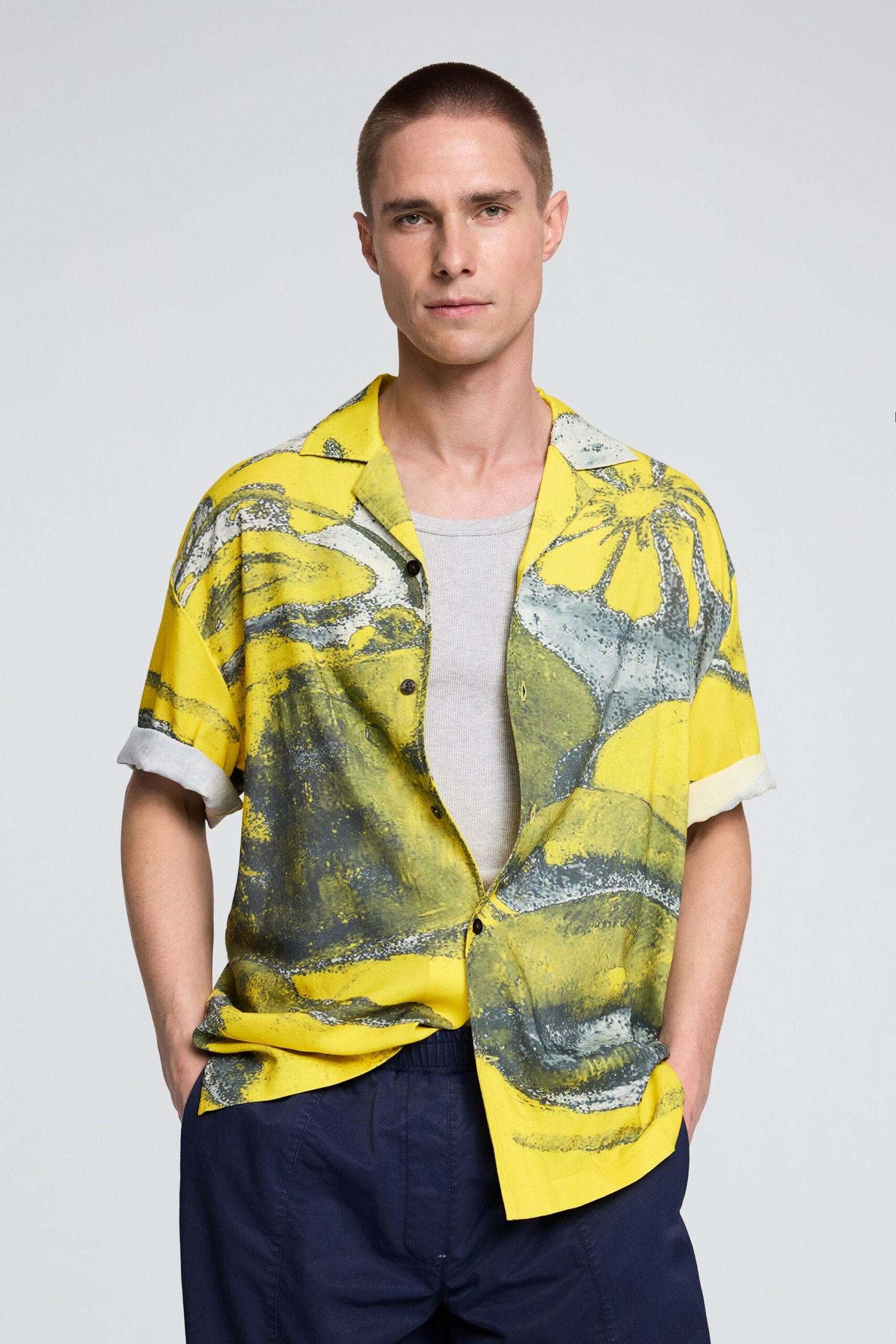 Geruit bedrukte blouse - YELLOW - S 1 Geruit bedrukte blouse - YELLOW - S