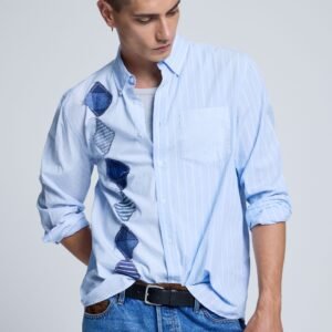 Katoenen overhemd met ruitpatroon - BLUE - L