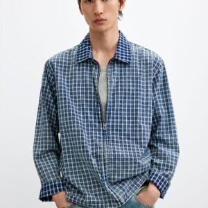 Geruit overhemd met lange mouwen - BLUE - L