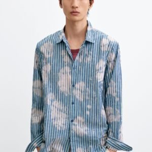 Tie-dye gestreept hemd - BLUE - L