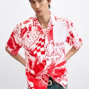 Racing bedrukte blouse - RED - L