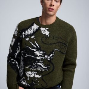 Bedrukte jacquardtrui - GREEN - XL