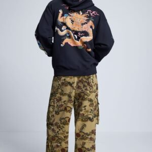 Geborduurde hoodie - BLACK - XL