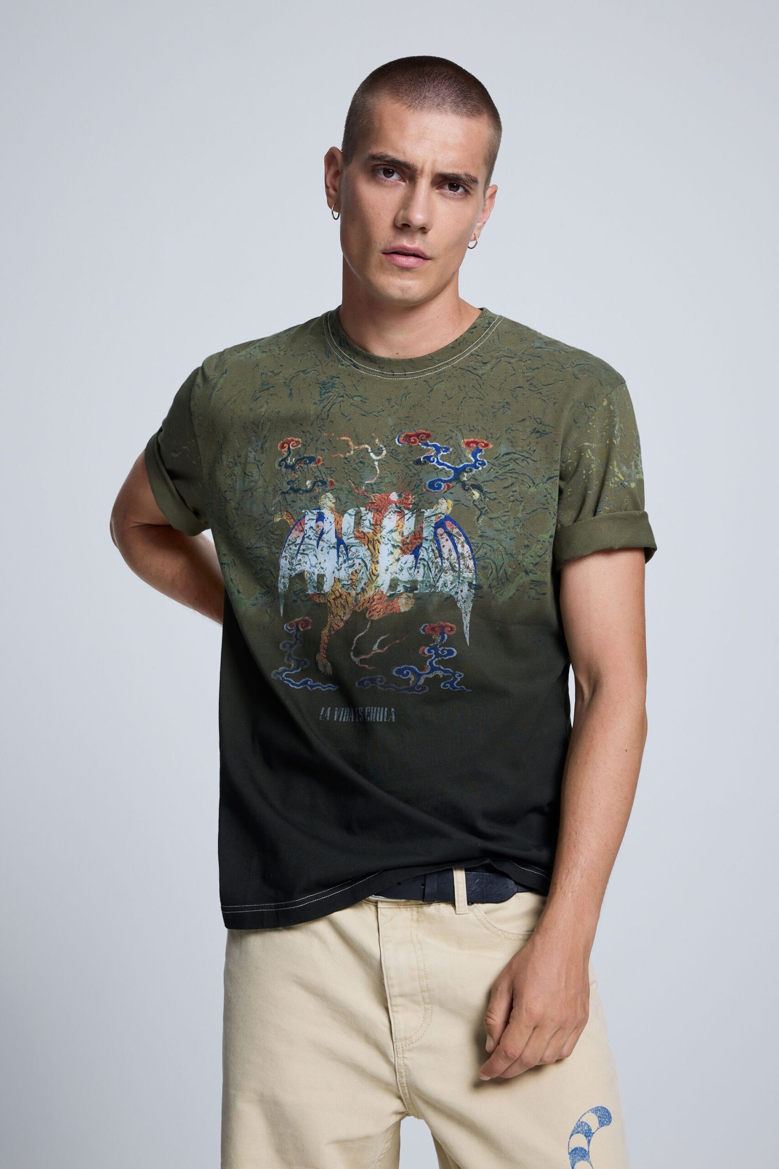 Bedrukte T-shirt 100% katoen - GREEN - XL 1 Bedrukte T-shirt 100% katoen - GREEN - XL