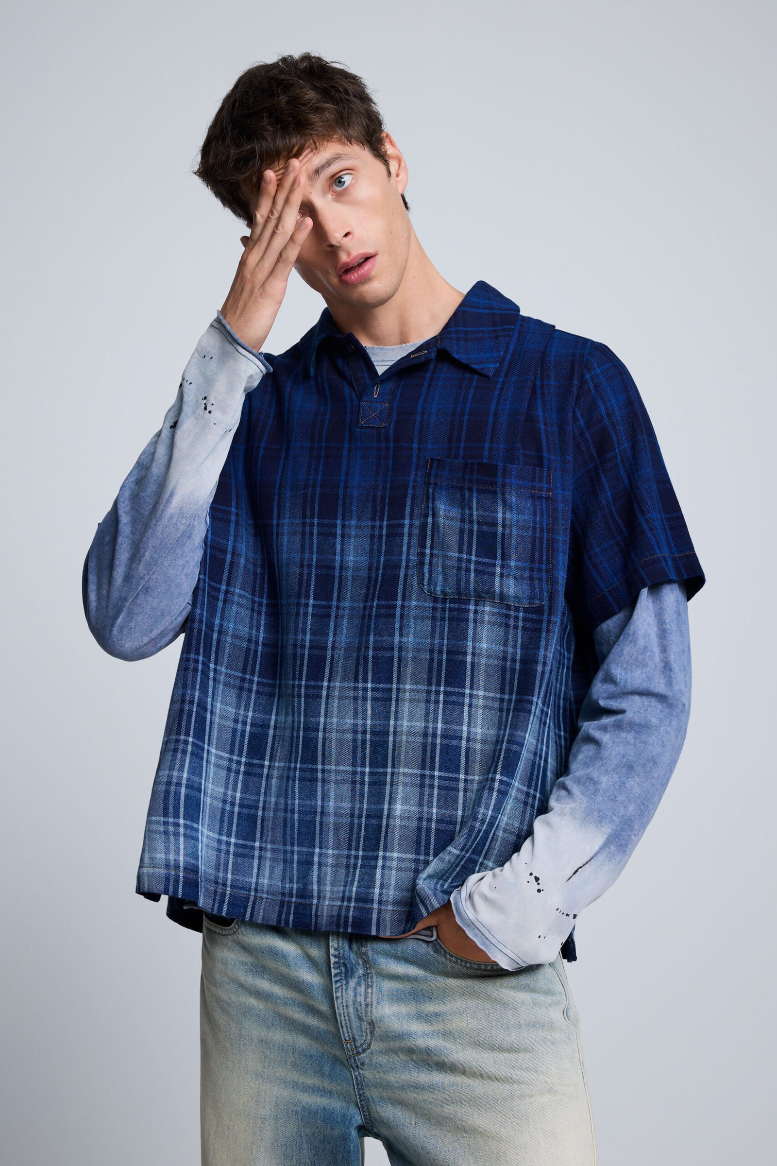 Geruit poloshirt - BLUE - L 1 Geruit poloshirt - BLUE - L