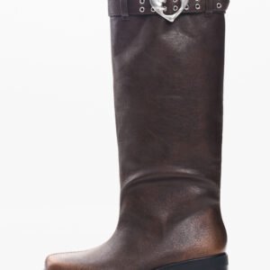 Platte laarzen met leerlook - BROWN - 39