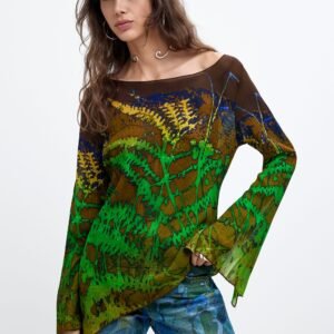 Asymmetrische bedrukte blouse M. C. Lacroix - GREEN - XL