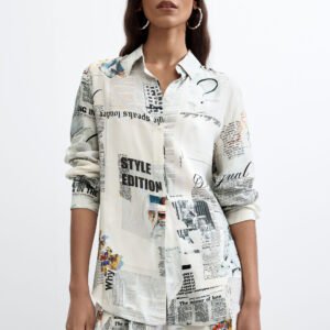 Bedrukte blouse - WHITE - XS
