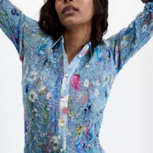 Blouse met bloemendessin - BLACK - M
