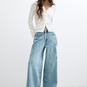 wide leg spijkerbroek - BLUE - 42