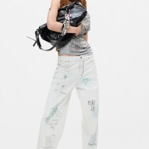Balloon spijkerbroek met print - WHITE - 36
