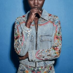 Bedrukte denimjack 100% katoen - BLUE - L
