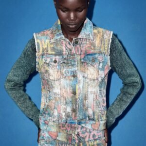 Bedrukte denimjas - BLUE - L