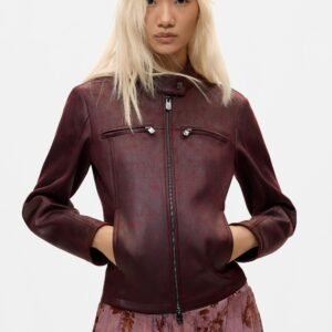 Jas met leereffect - RED - XL