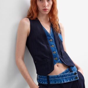 Gilet met dubbele revers - BLUE - XL