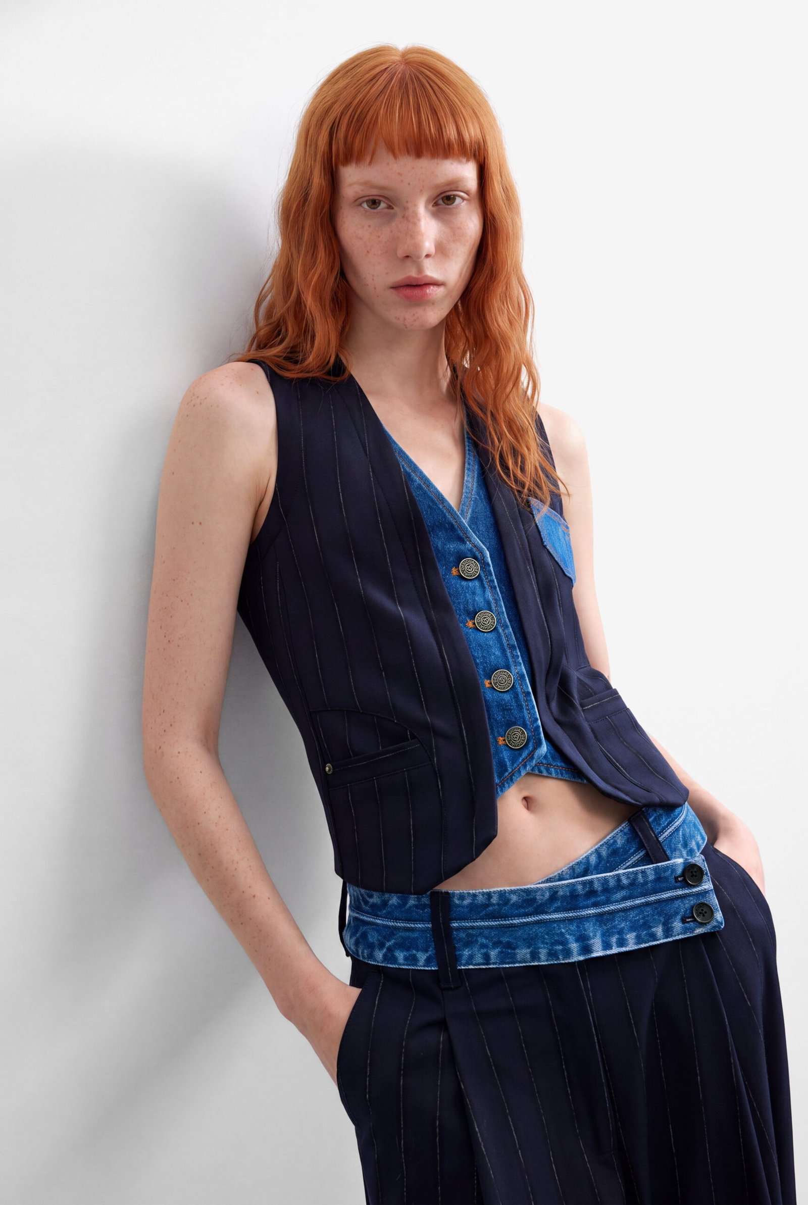 Gilet met dubbele revers - BLUE - XL 1 Gilet met dubbele revers - BLUE - XL