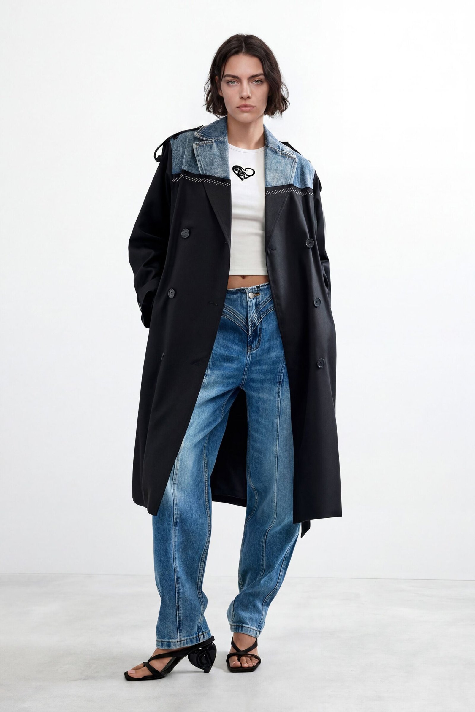 Lange trenchcoat - BLACK - L 1 Lange trenchcoat - BLACK - L