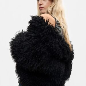 Jas van imitatiebont - BLACK - L