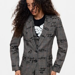 Geruite blazer lettering - BLACK - L