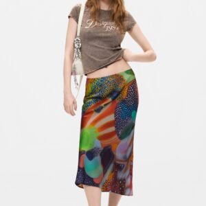 Bedrukte midirok - BLACK - L