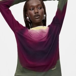 Fijngebreide trui met vervagingseffect - RED - XL