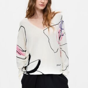 Dunne trui met print - WHITE - XS