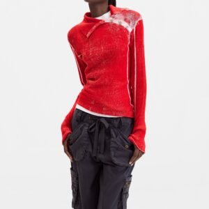 Asymmetrische ribtrui 100% katoen - RED - M