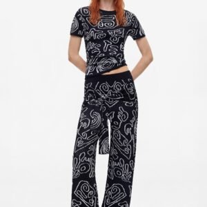 Jacquard breisel broek - BLACK - S