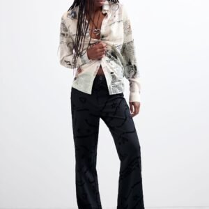 Lange bedrukte broek - BLACK - L