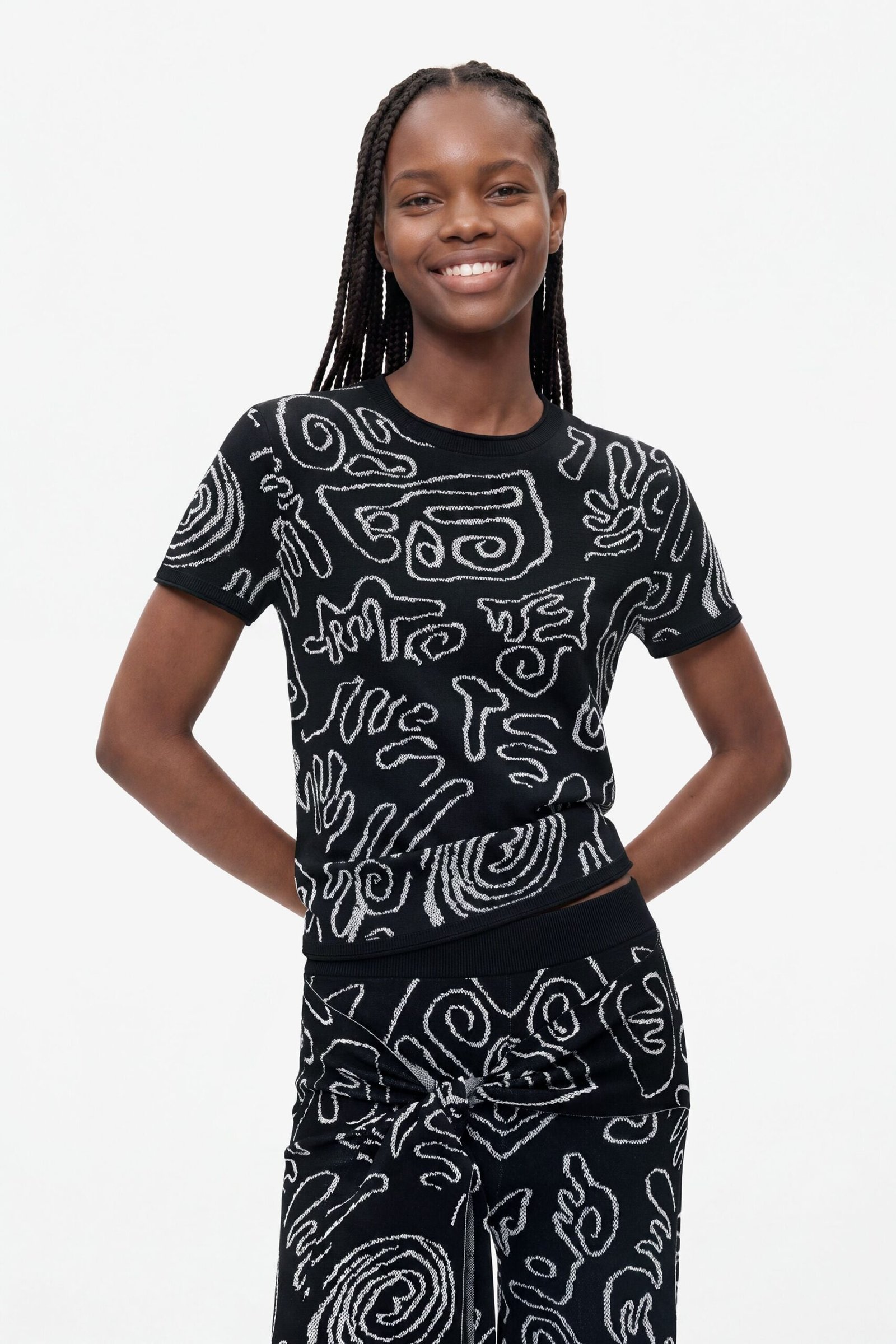 Jacquard breisel T-shirt - BLACK - L 1 Jacquard breisel T-shirt - BLACK - L