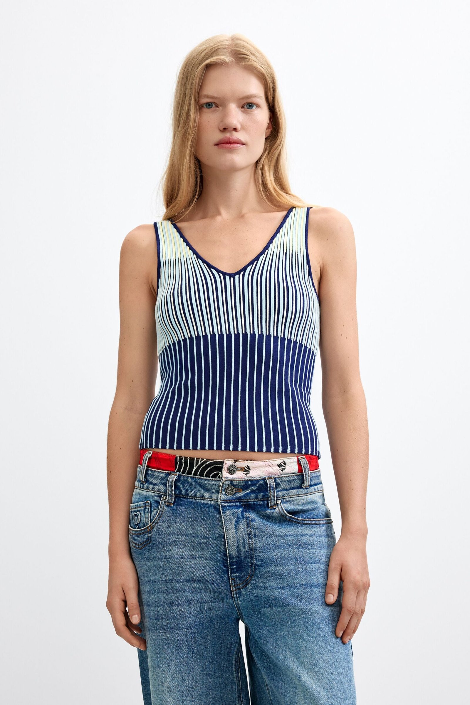 Mouwloze gebreide top - BLUE - L 1 Mouwloze gebreide top - BLUE - L