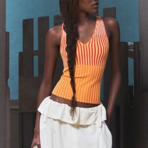 Mouwloos tricot T-shirt - YELLOW - L