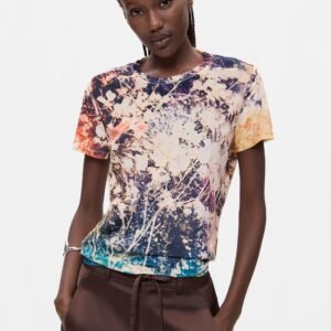 T-shirt met tie-dye print - ORANGE - M